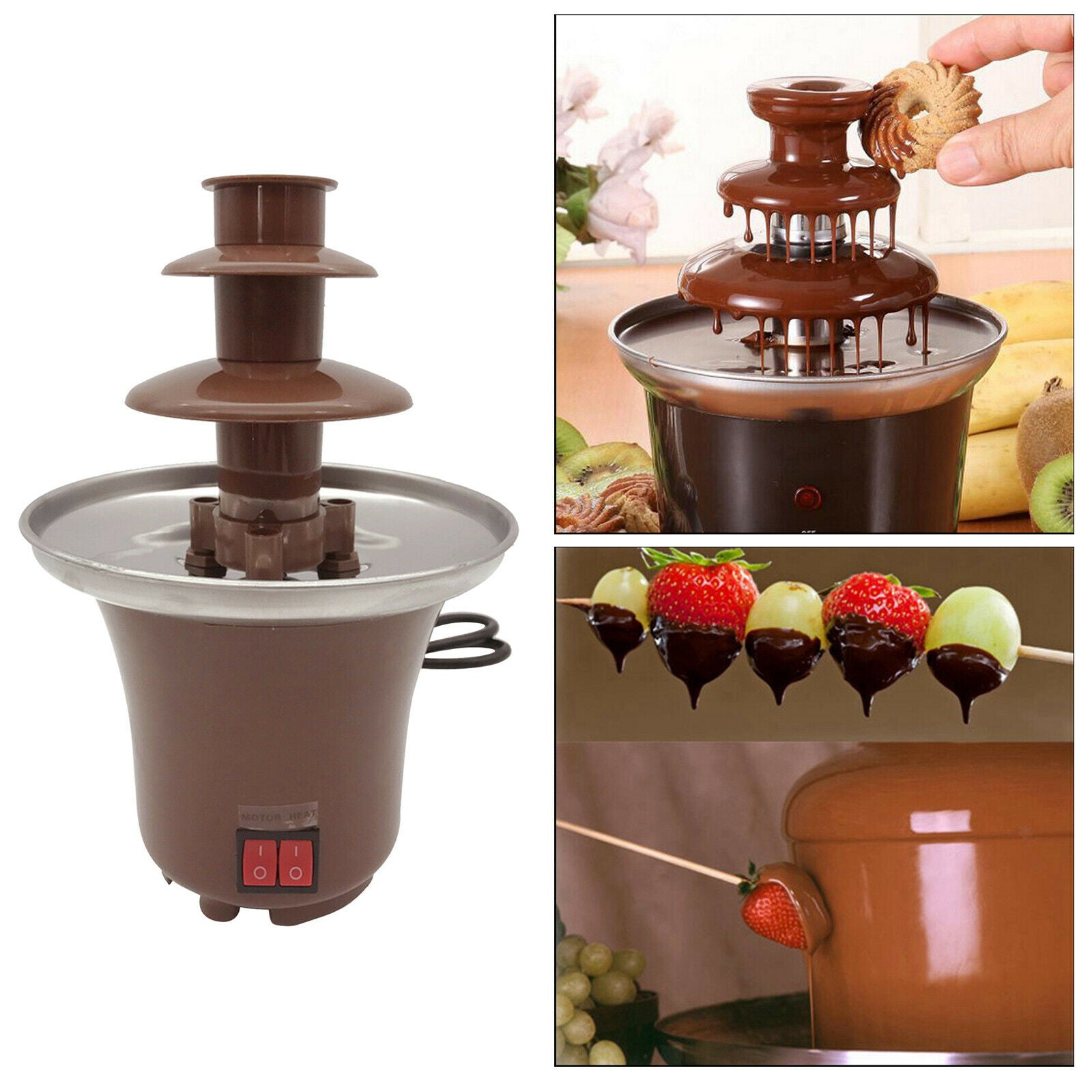 Chocolate Fondue Fountain Machine Nacho Cheese BBQ Sauce Ranch Liqueurs