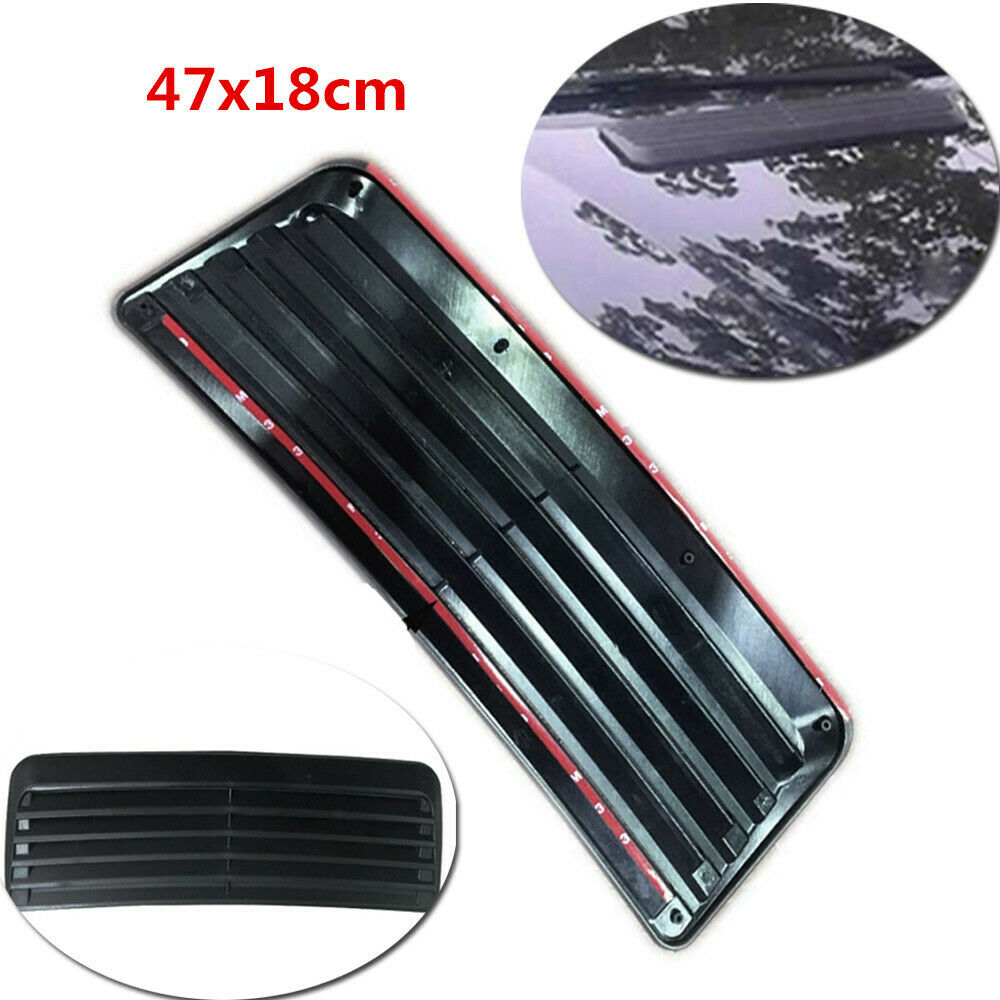 1PC 47x18cm ABS Adhesive Car Decorative Air Flow Intake Hood Scoop Cover Black