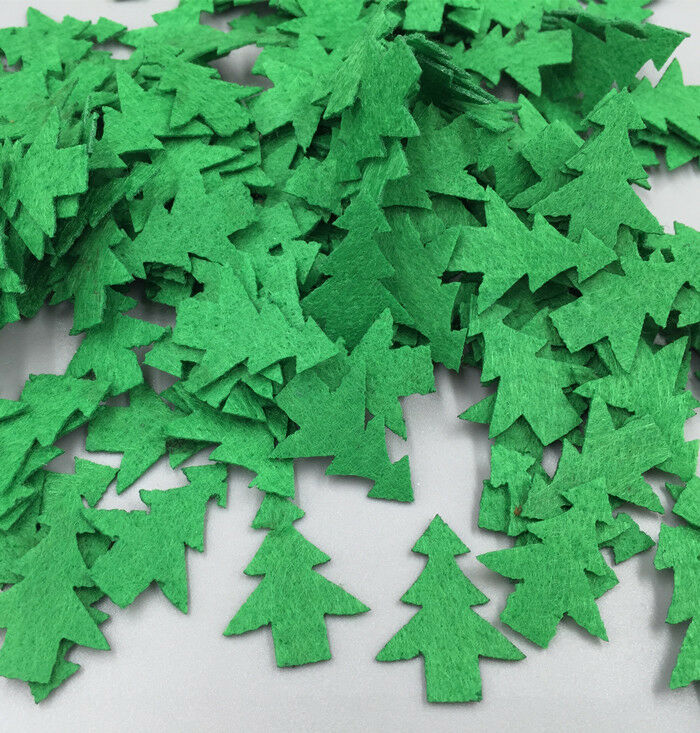 100pcs Padded Felt Green Christmas Tree Appliques Decorative Sewing Craft