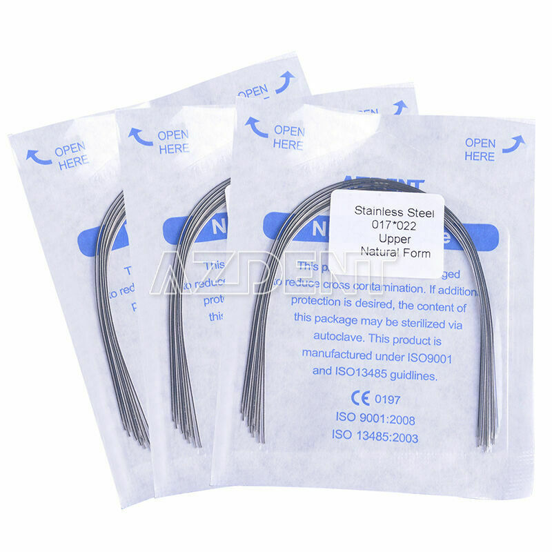 100 Kits Dental Arch Wires Orthodontic Nature Rectangular SS 017 X 022 Upper CA