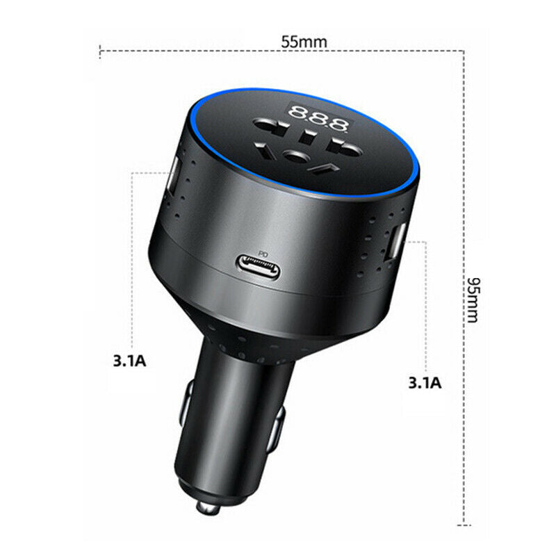 12v 24v to 110v 220v Socket Inverter 3.1A Car Quick Charge USB Port Mobile Phone