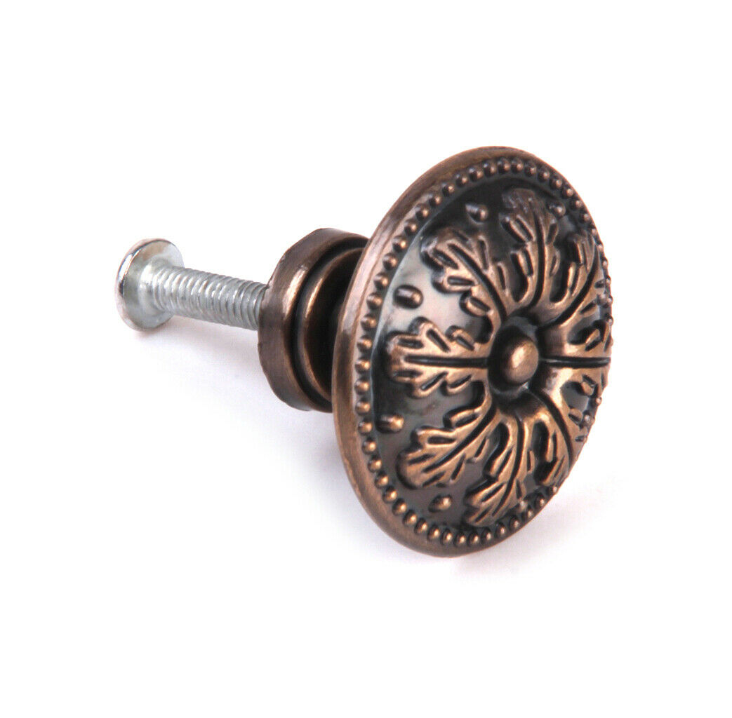 10Pcs Classical Round Decorative Cabinet Door Drawer Pull Handle Knob Copper