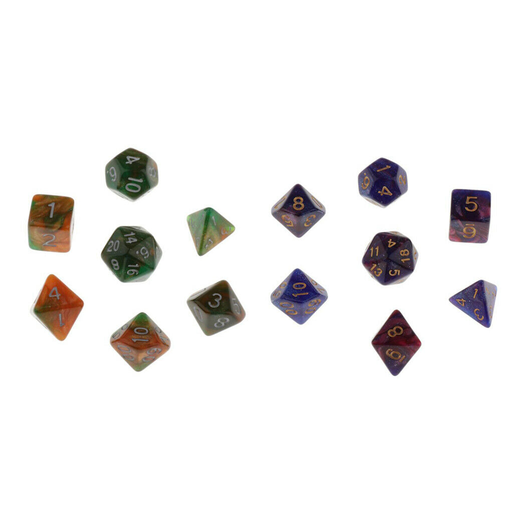 14 Pieces D4-D20 Polyhedral Dice Game for DND Party Game Casino Supplies