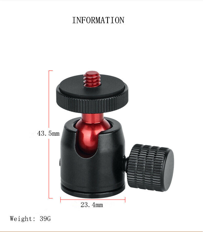 1/4" Screw Aluminum Alloy Antirust Mini Ball Head Tripod Head for DSLR Camera