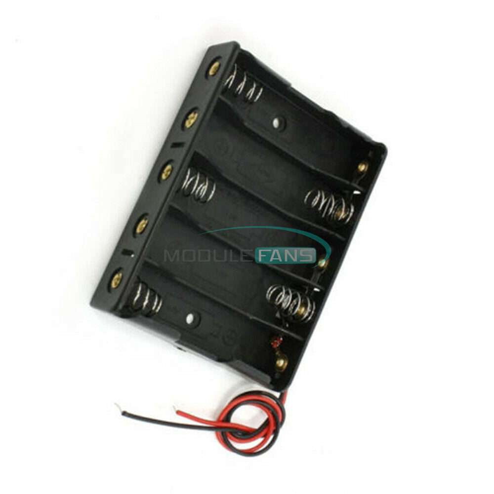 Battery Storage Case Box Holder For 5xAA 2A 7.5V Battery Wire Leads Plastic