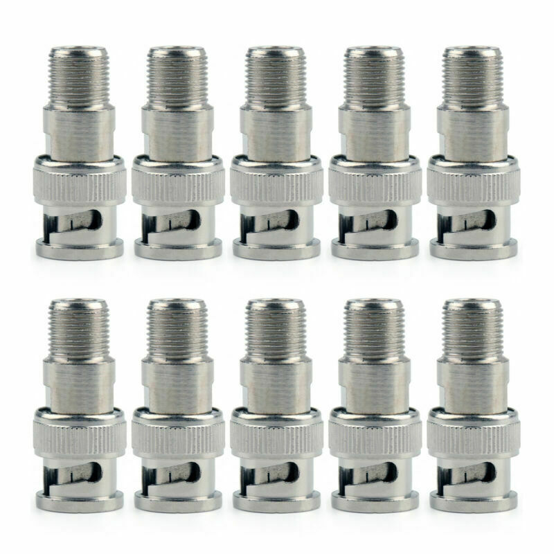 10x Adapter BNC Plug Male To F TV Female Jack RF Connector Straight M/F  AT2