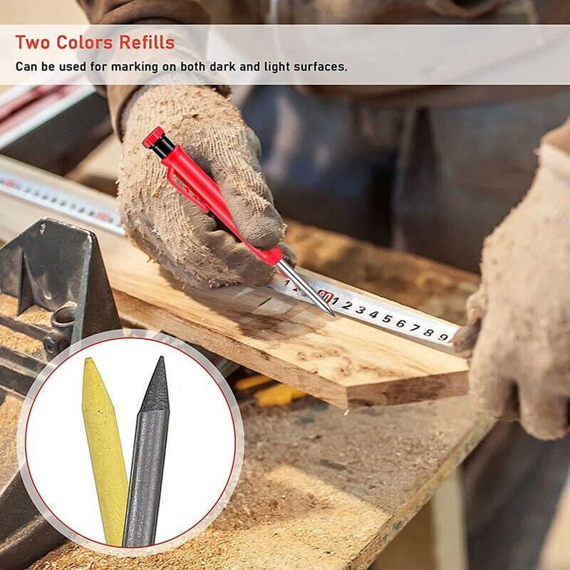 3 Pieces Solid Carpenter Pencil with ener and 18 Refill Leads, Carpenter PenciV1