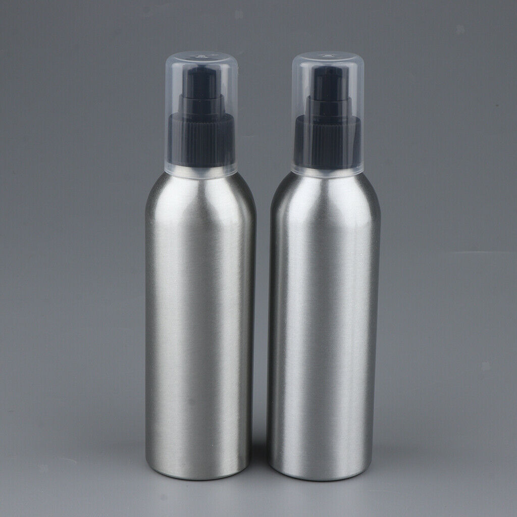 8oz Empty Aluminum Bottle with Lotion Pump Shampoo Containers 2Pcs - Black Pump,