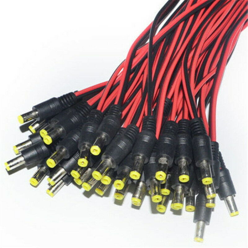 10x 5.5x2.1mm Male+Female DC Power Socket Jack Plug Connector Cable Wire^12V TL