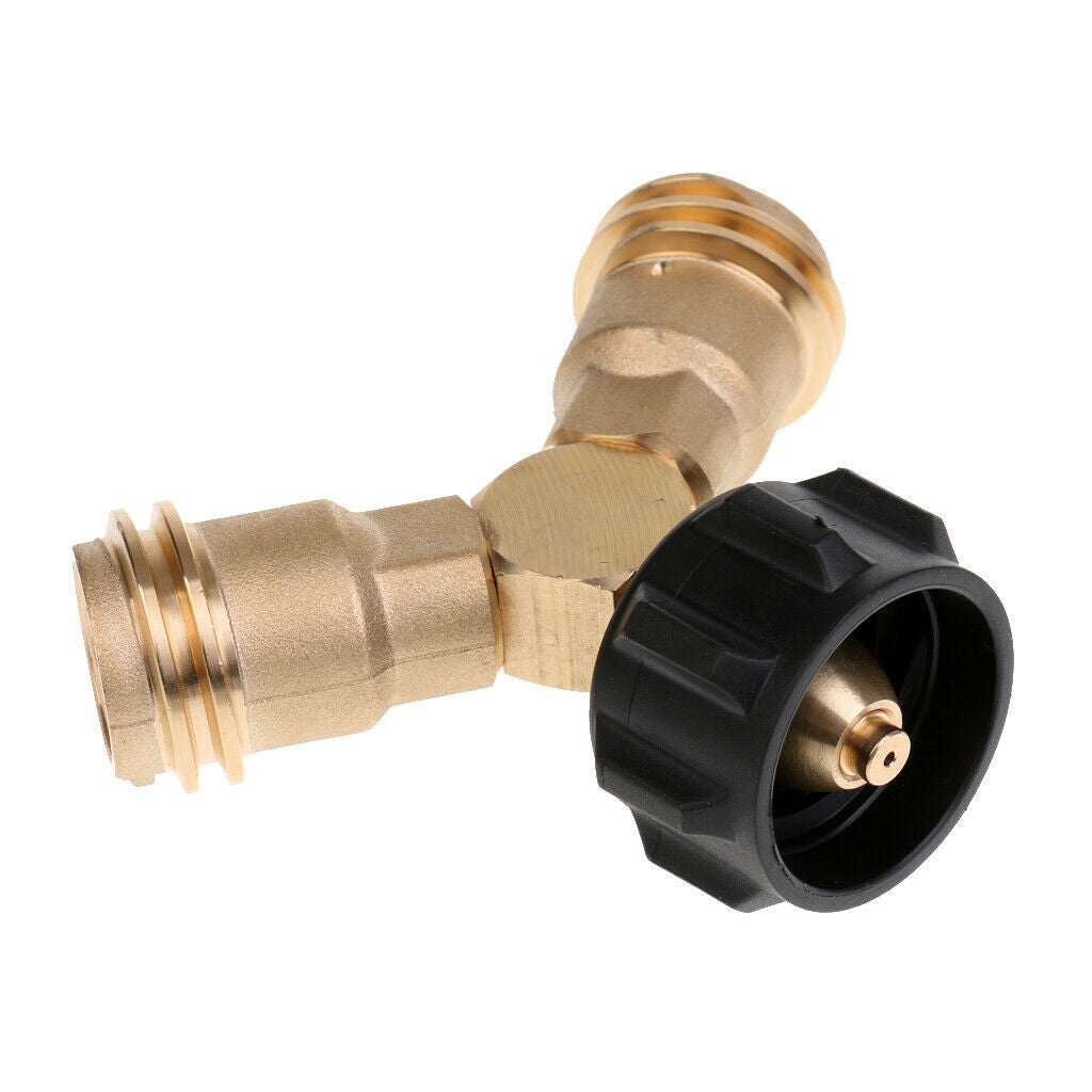 Propane Y-Splitter Tee Adapter Connector Solid Brass With Handwheel