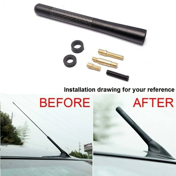 4.7" Car Carbon Fiber Aluminum Screw Radio Short Antenna Aerial Universal