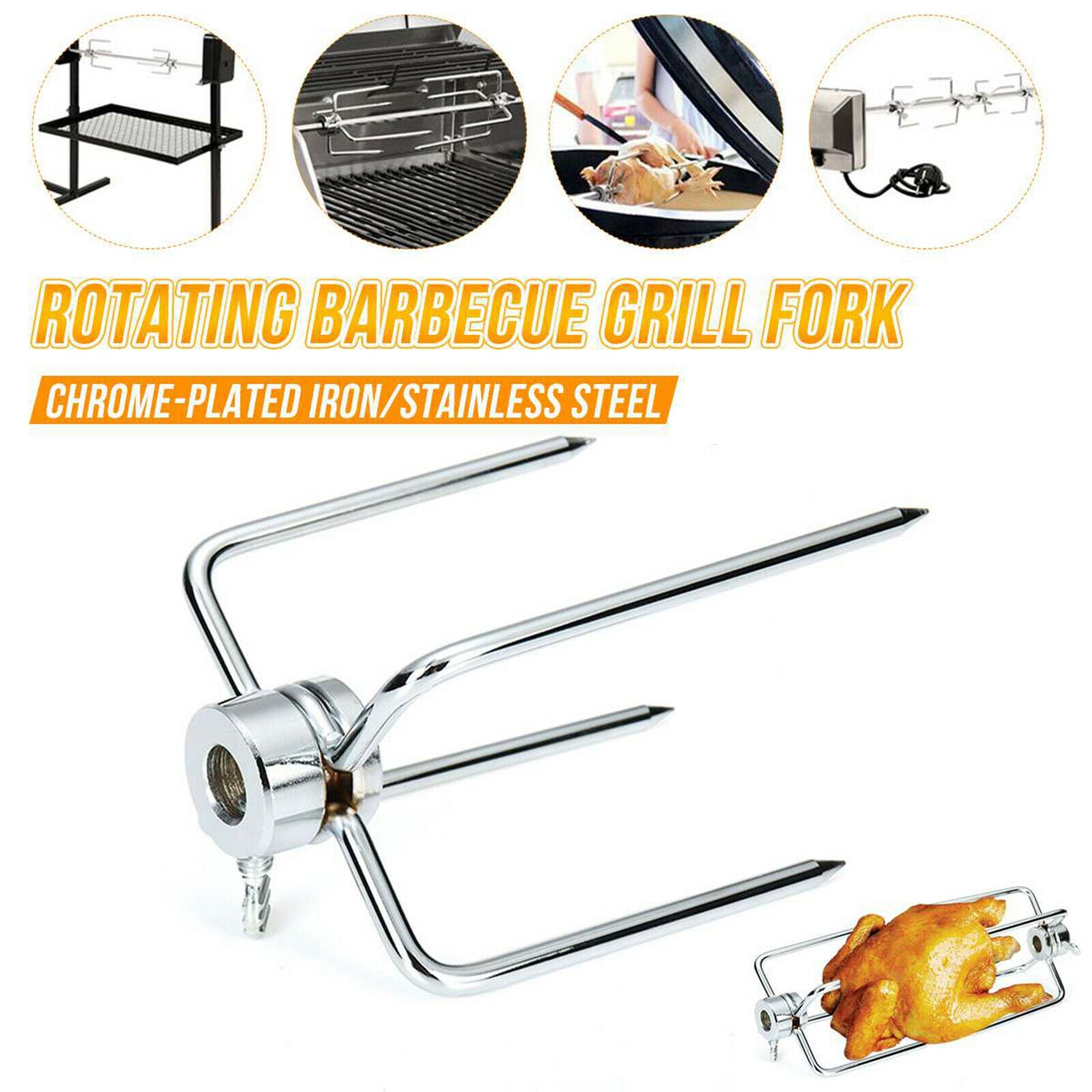 2pcs Stainless Steel BBQ Spit Fork Roaster Chicken Barbecue Accessories