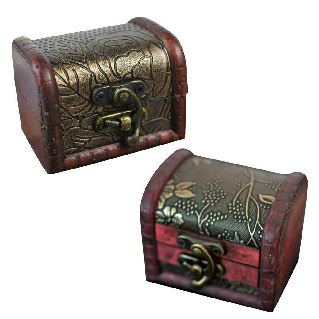 Retro Wooden Case Jewelry Gift Box Container