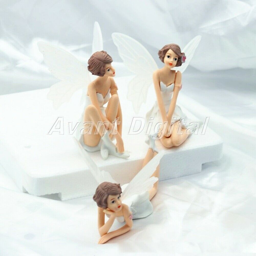 Flying Flower Fairy Lifelike Elegant Cute Desktop Cake Garden Ornament 3 Pcs