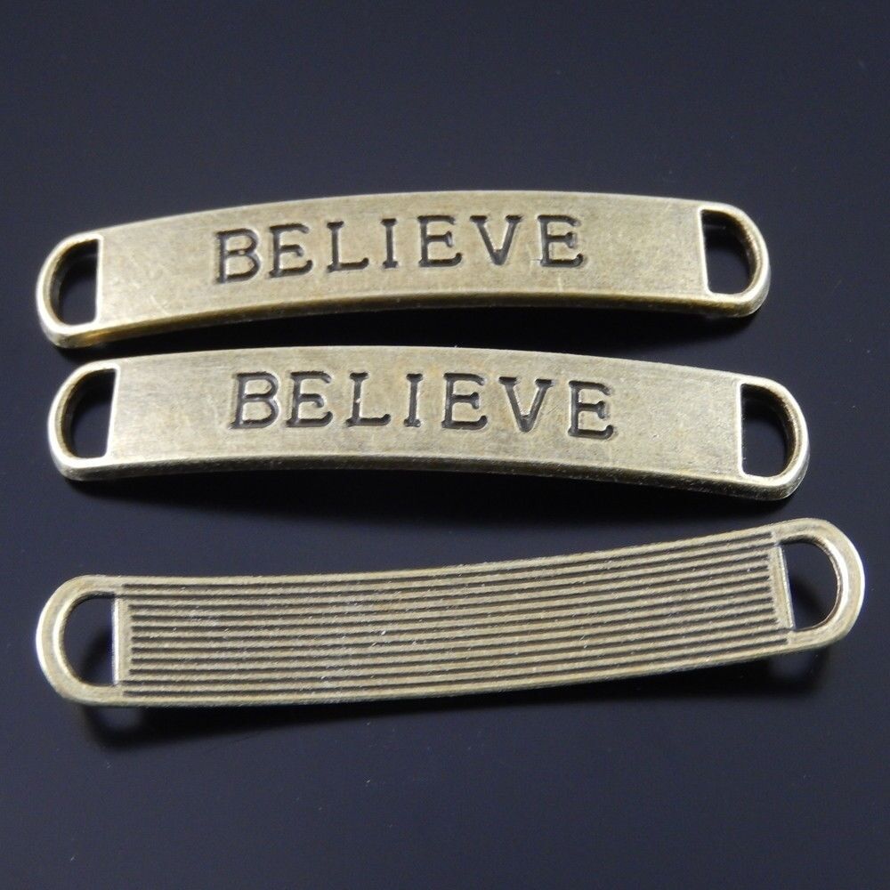 10PCS Antiqued Bronze Retro Style BELIEVE Charm Connector Pendant Finding