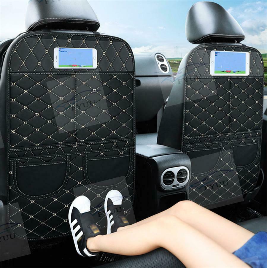 2PC Pu Leather Car Seat Anti-Kick Protector Storage Mats For Children Kid Baby
