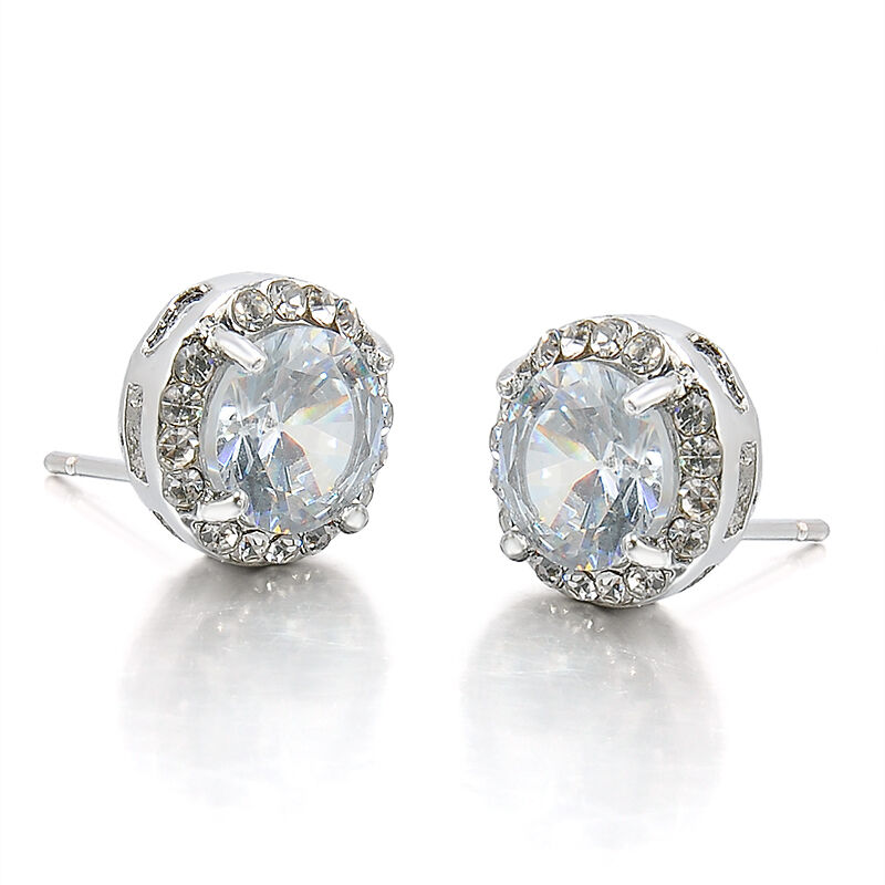 Fine Women Crystal Zircon Inlaid Ear Stud Full Rhinestone Round Earrings Jewelry