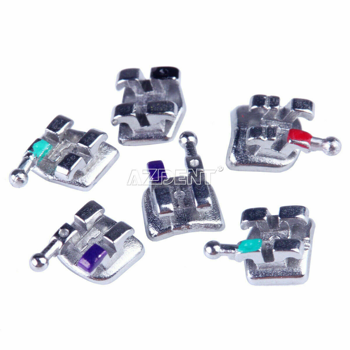 100X Dental Orthodontic Monoblock MIM Brackets Braces Mini MBT.022 Hooks 3-4-5