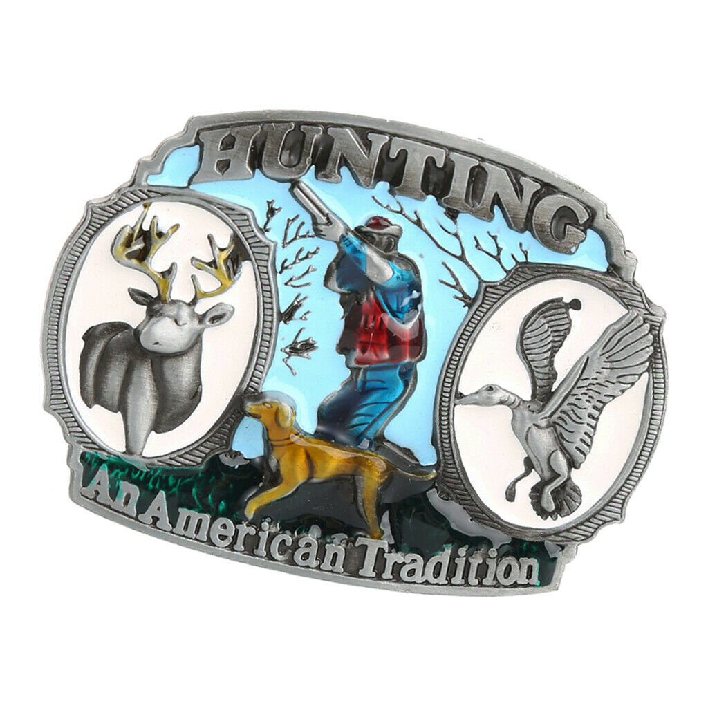 American Huntsman Carved Belt Buckle Metal Western Cowboy Jeans Buckle