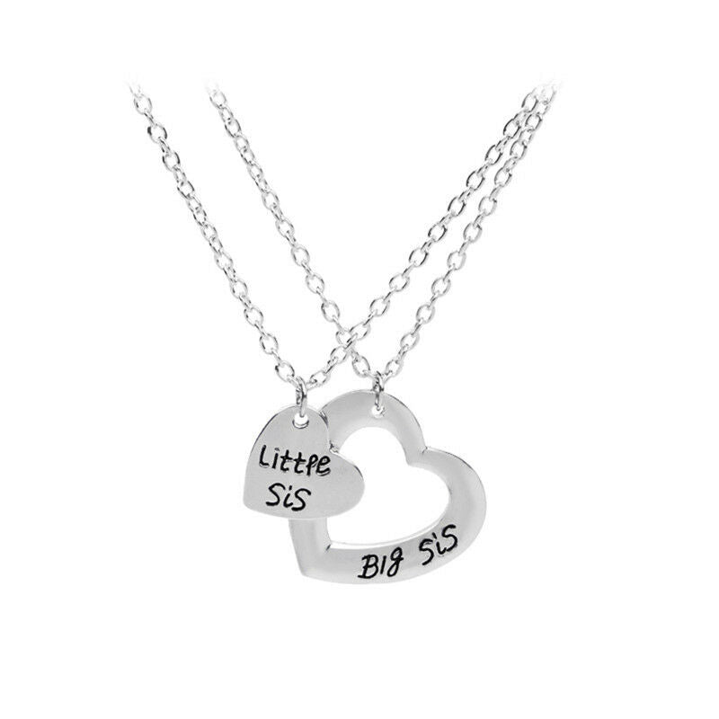 2Pcs Sister Necklace Matching "Little Sister Big Sister" Pendant NecklMUSGM TH