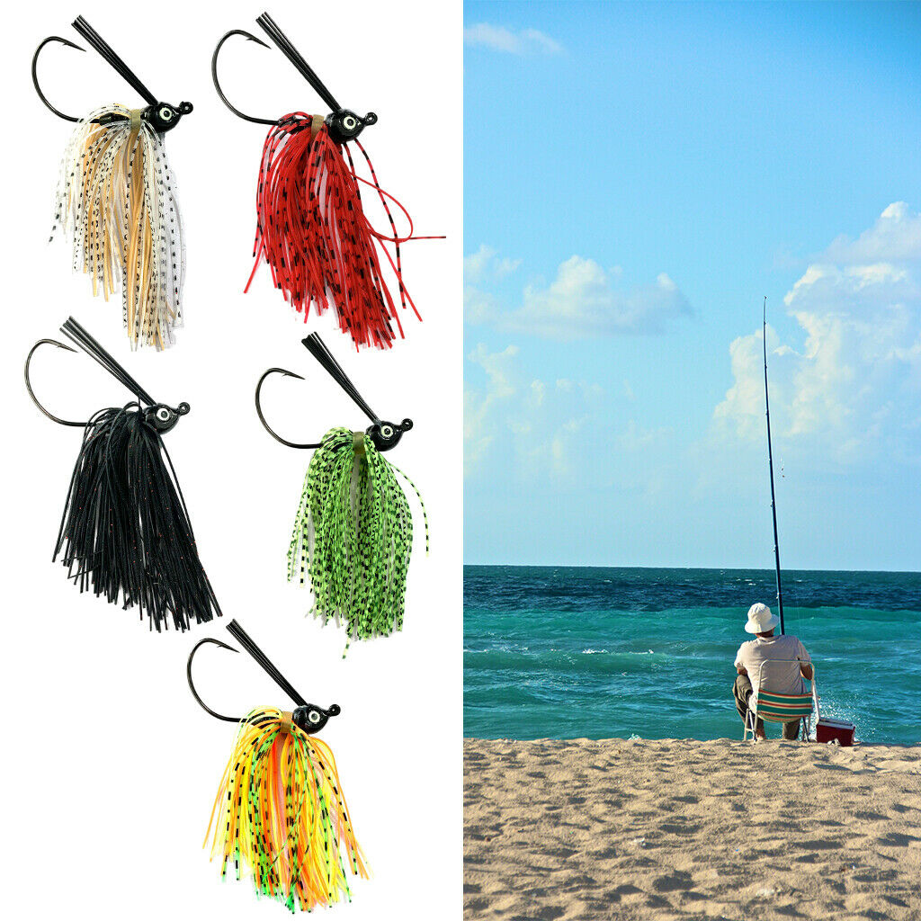 5 pcs Colorful Silicone Skirts Fishing Bait Lures Saltwater Lure 7g
