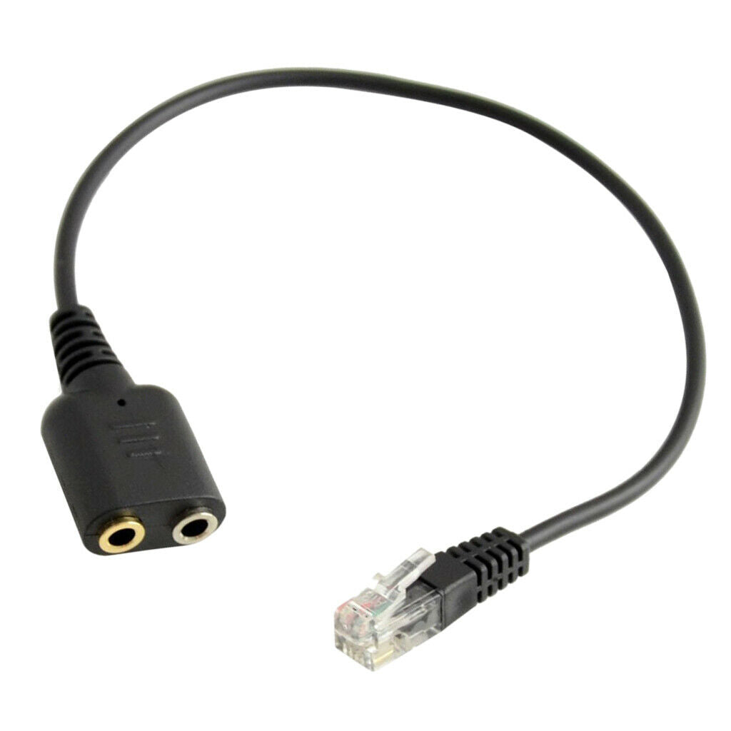 25cm Double 3.5mm to RJ9 Headphone Adapter Cable for Avaya Yealink