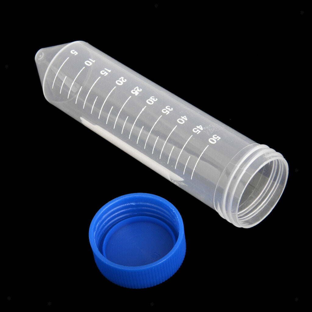 4X 5pcs 50ml Plastic Graduated Cylinder Centrifuge Tube Laboratory Test w/ Caps