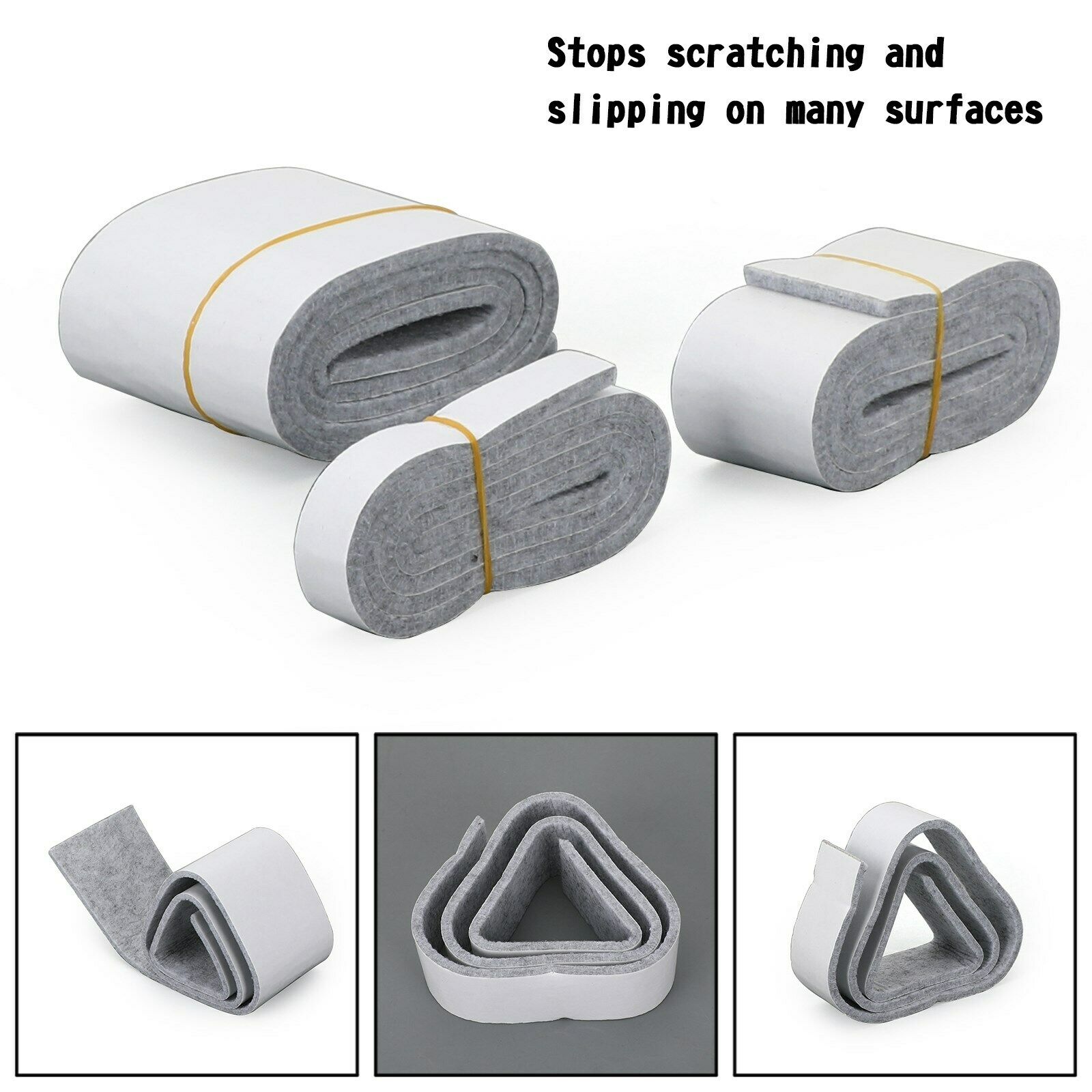 1M/40" 3pcs Nonslip Self-Stick Cabinet Furniture Felt Pad Gray USA