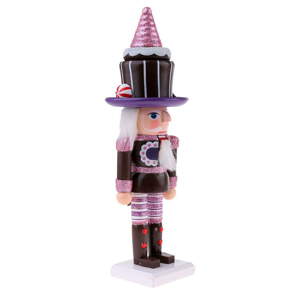 2pcs 25cm Wooden Solider Nutcrackers w/ Cake Hat Christmas Decoration Ornament