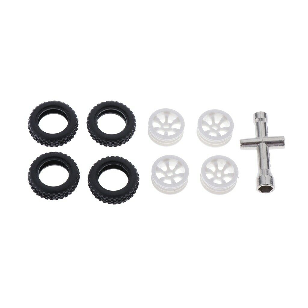 4 Sets 1:28 RC Rock Crawler Rubber Tires & Plastic Wheel Rim For Wltoys K989