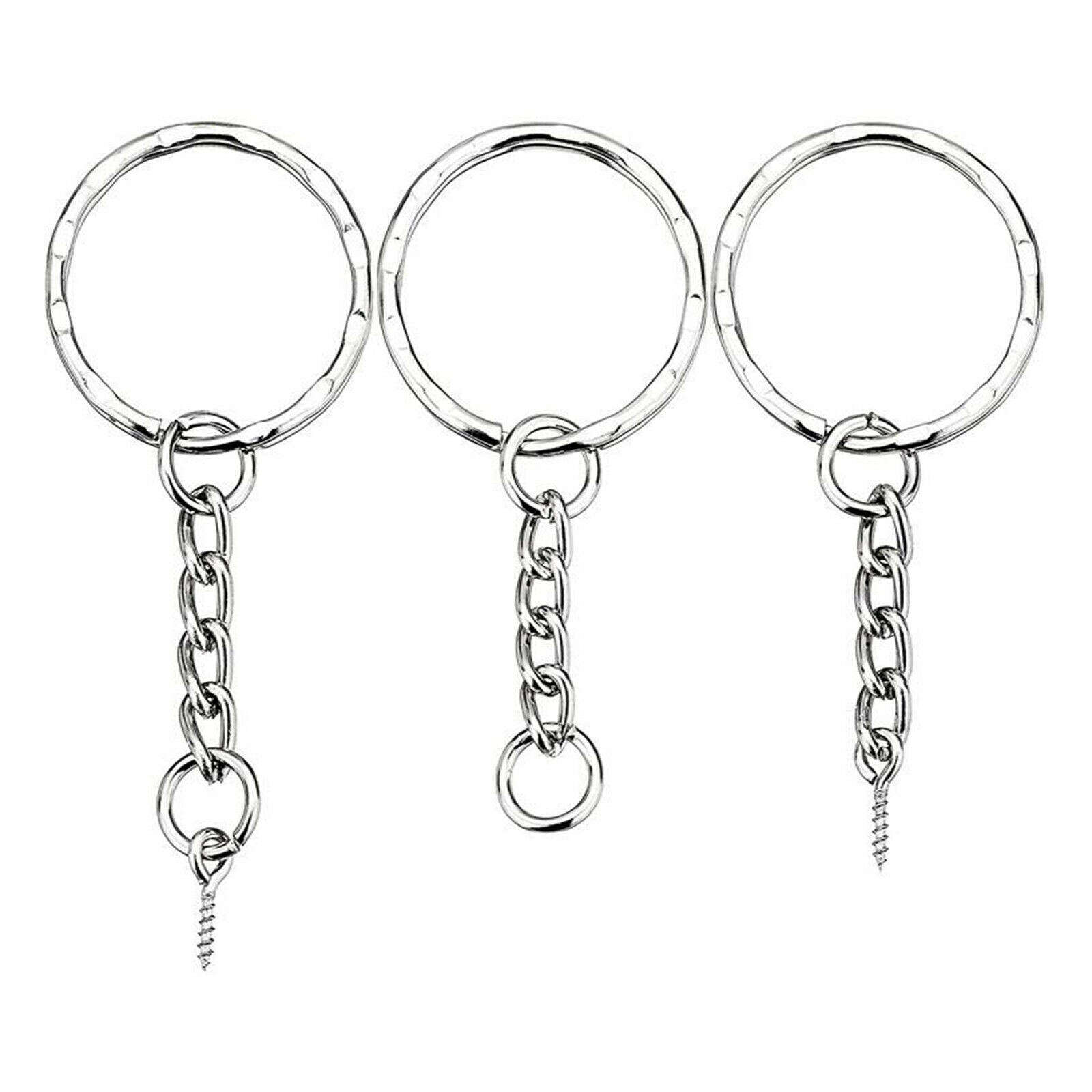 50Pcs Split Key Rings with Chain Open Jump Rings Key Chain Keyring Findings 25mm