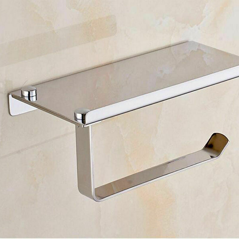 Bathroom Toilet Paper Holder Tissue Dispenser Towel Rack Polished Chrome