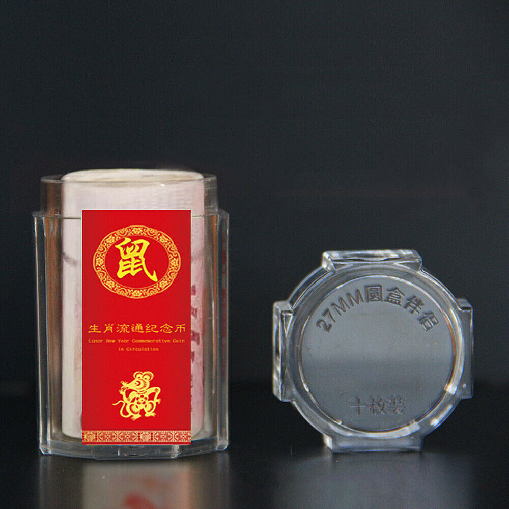 27mm Commemorative Coin Storage Tube Empty Protector Box Holder 20 Coins Collect