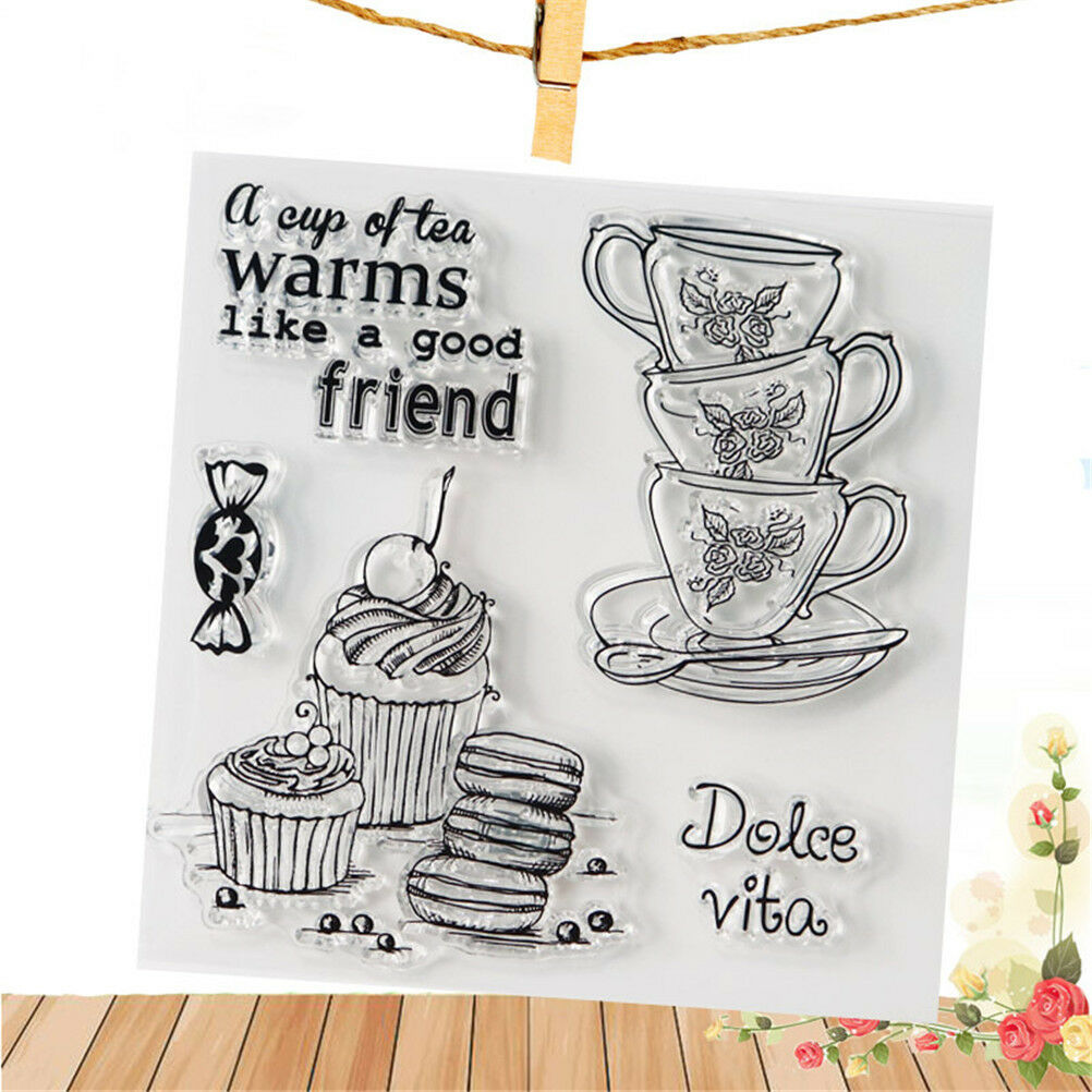 teacup clear rubber stamps seal scrapbooking album card decor diary diy crafY1
