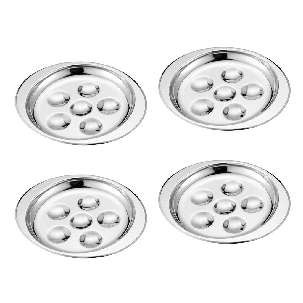 Set of 4, French Escargot Baking Plate Platter Mushroom Snail Dish 6 Holes