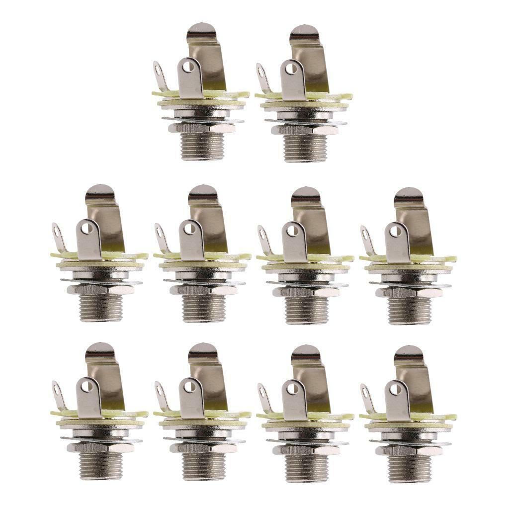 10x Electric Guitar Bass Audio 1/4" 6.35mm Mono Input Output Jack Socket DIY