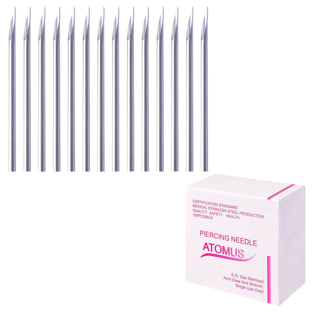300Set Sterile Lips Piercing Needles Sterilized Tri Bevel Tattoo Machine