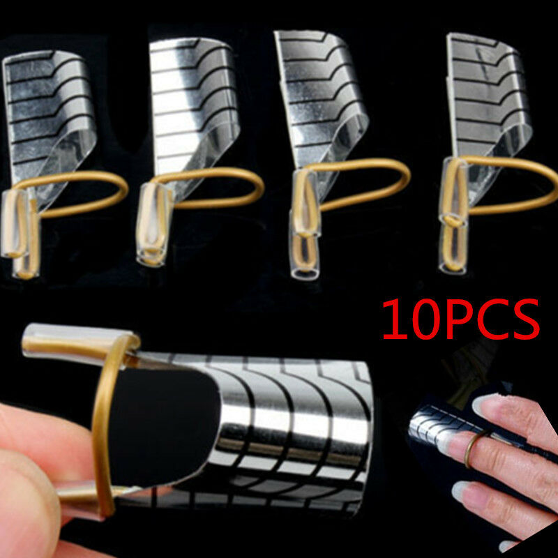 10 Pcs Reusable UV Gel Acrylic French Nail Art Tips Extension Guide Form Tool_US