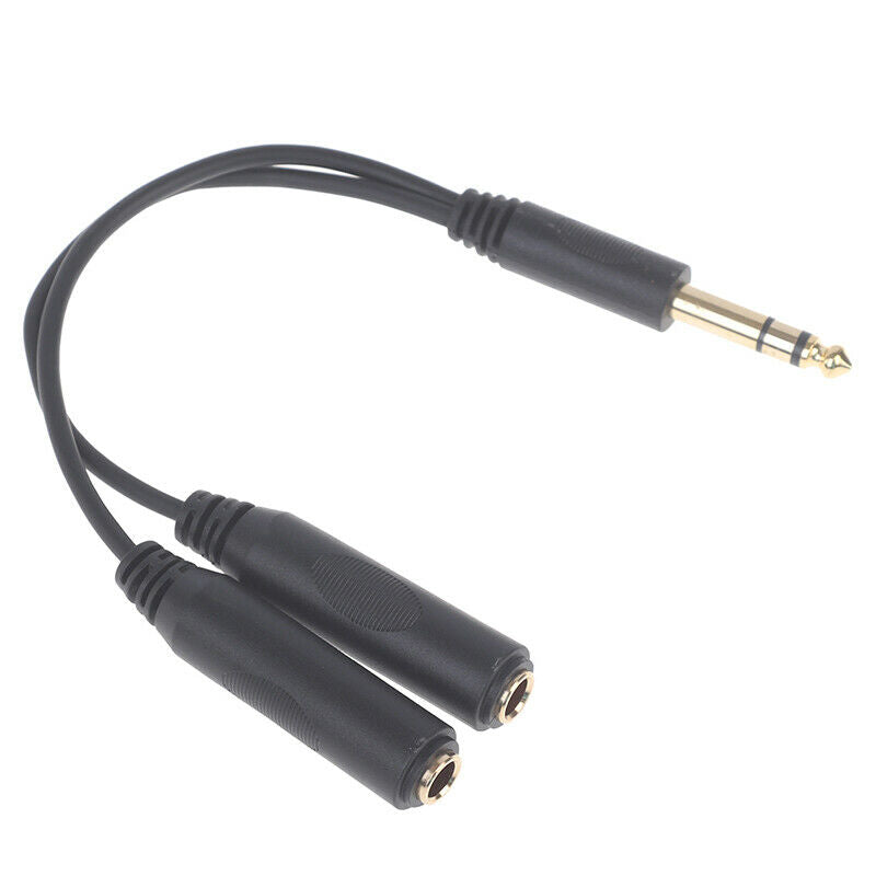 6.35 mm Male to 2 6.35 mm Female Adapter Cable 1/4 6.35mm Plug Audio Co.l8