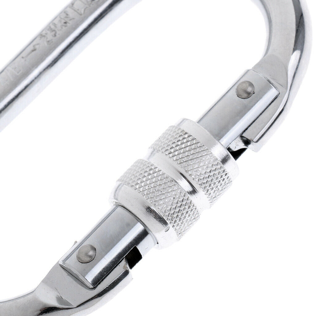 2x 25KN Oval Screw Locking Carabiner For Rock Climbing Rappelling Anchoring