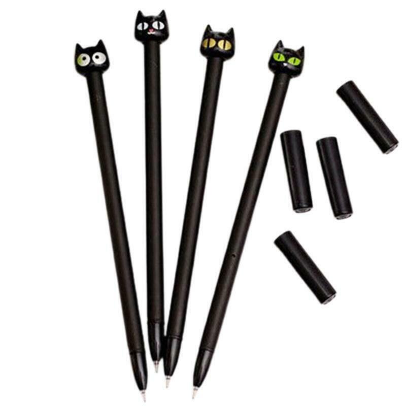 4 Pcs Novelty Black Gel Ink Pen Black Refillable Gel Pen 0.38mm Universal Refill