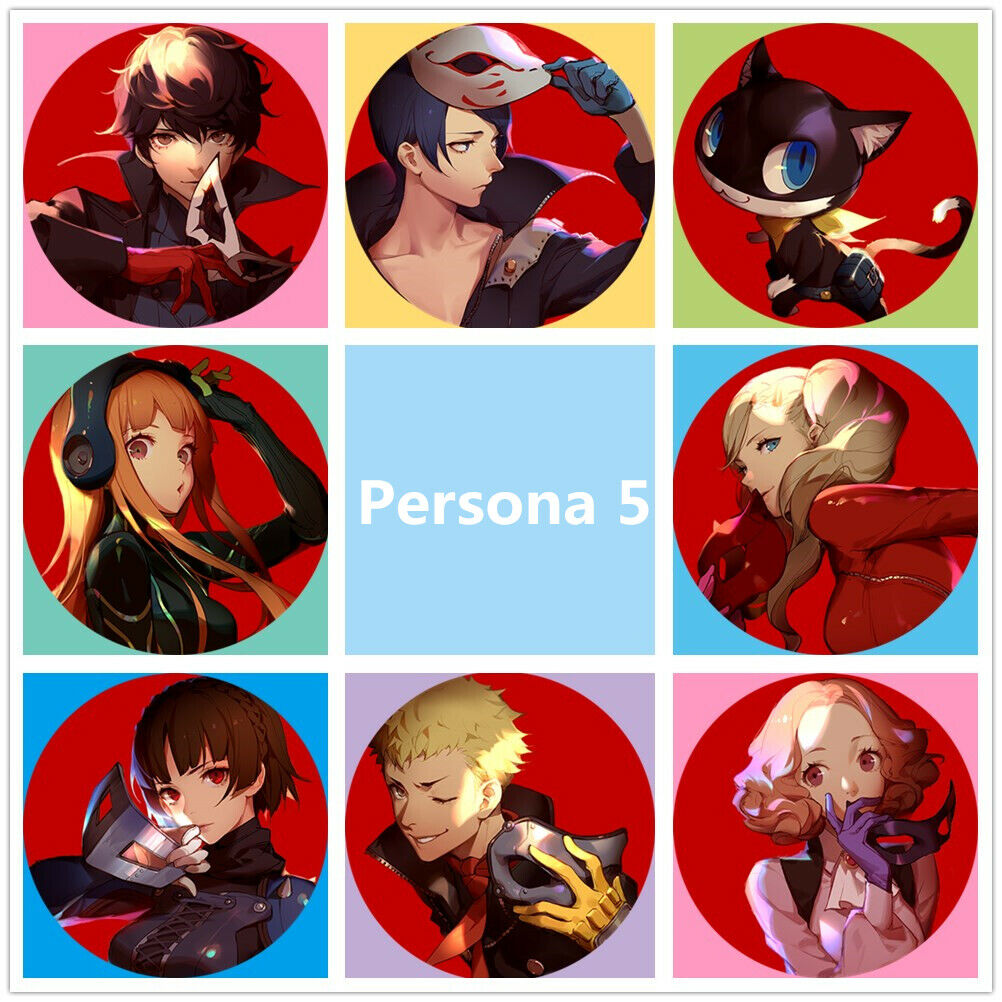 Anime Persona 5 Badges 8 Pieces Pins Schoolbag 2.3"