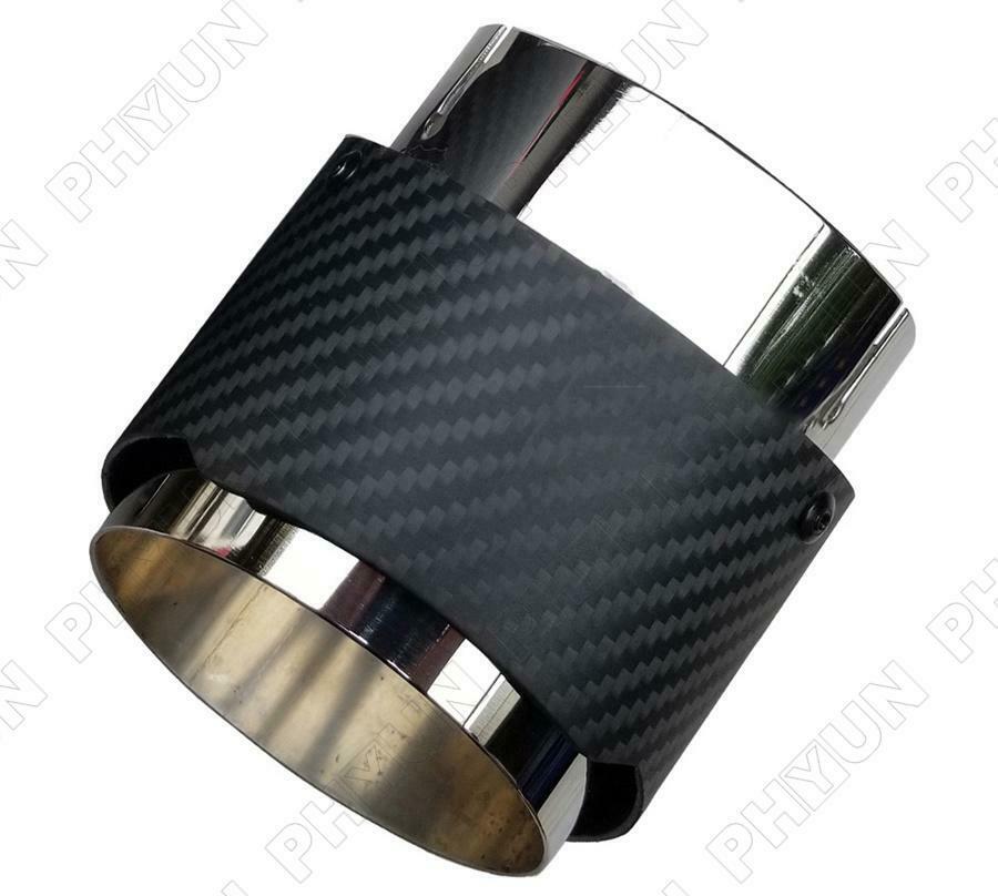 For BMW X5 F15 E70 X6 F16 Exhaust Tip Muffler Pipe Matte Carbon Fiber 86mm Inlet