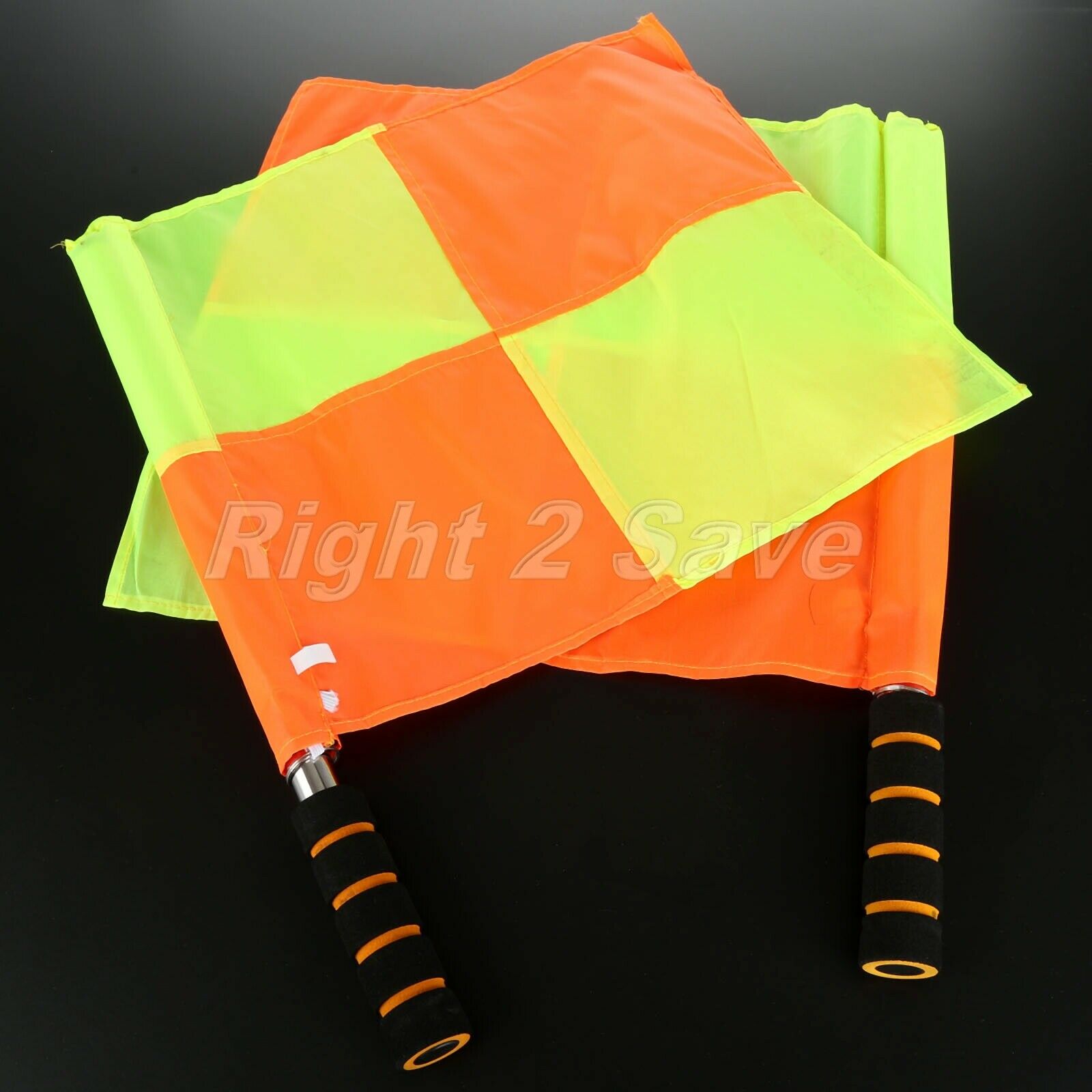 2 x Soccer Referee Flags Deluxe Premier Linesman Flags Football Rugby Hockey