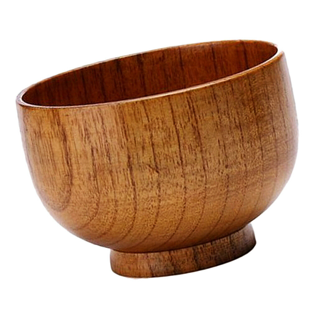 3 pieces Japanese Style Kitchen Wooden Rice Soup Fruit Bowls Set for Kid