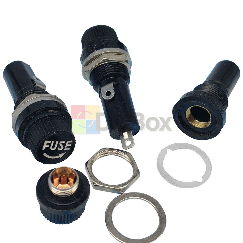 5PC 12V-24V Panel Mounted Screw Glass 6x30mm Fuse Holder Bolt-On Car/Truck/Boat