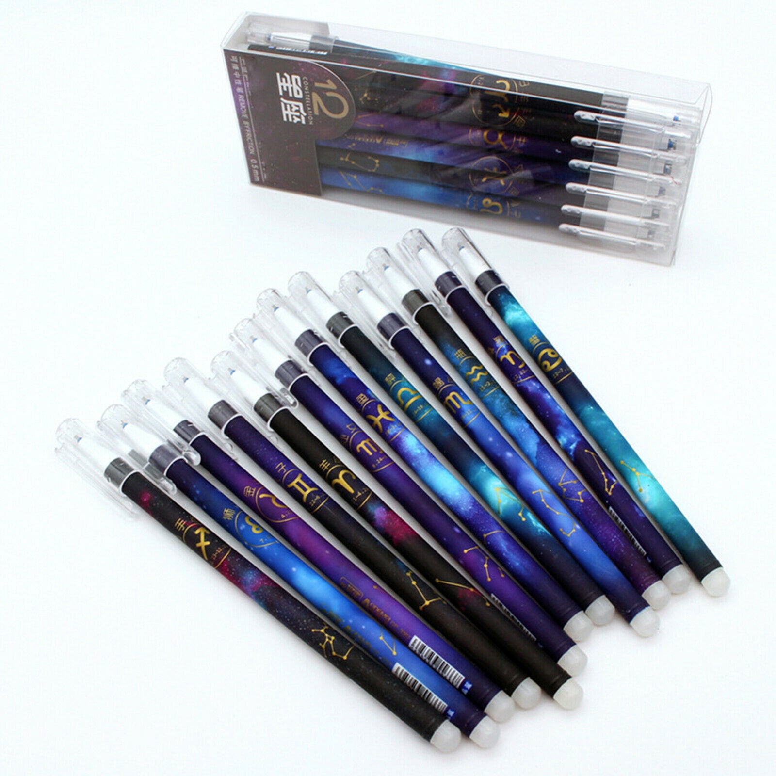 12x Erasable Gel Ink Stick Pens Constellation Fine Point 0.5mm Writing Pens