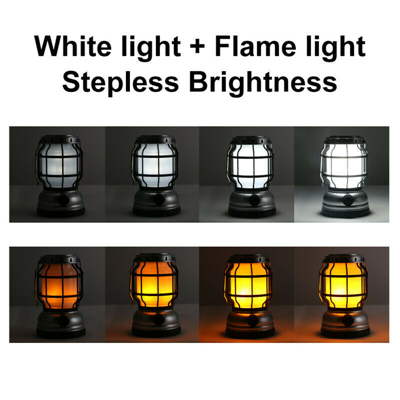 Solar Powered Retro Kerosene light Camping Lamp Flame Light Portable Lantern