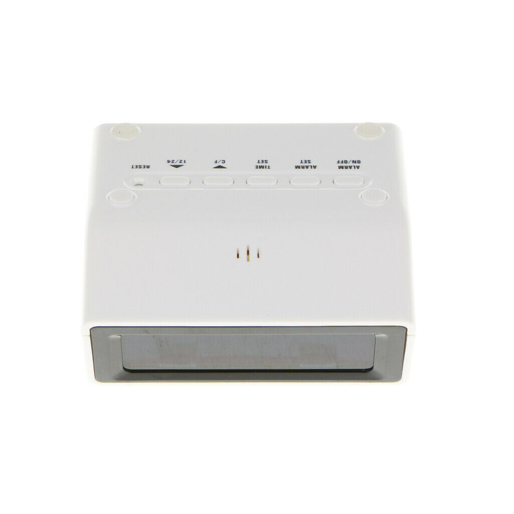Digital Snooze Alarm Clock with Time Calendar Temperature For for Kids White