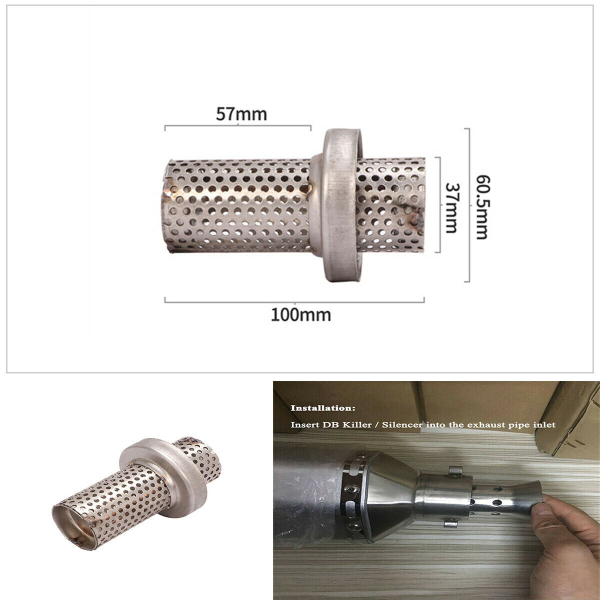 1PCS 61mm /100mm Universal Stainless Steel Motorcycle Exhaust Pipe Silencer